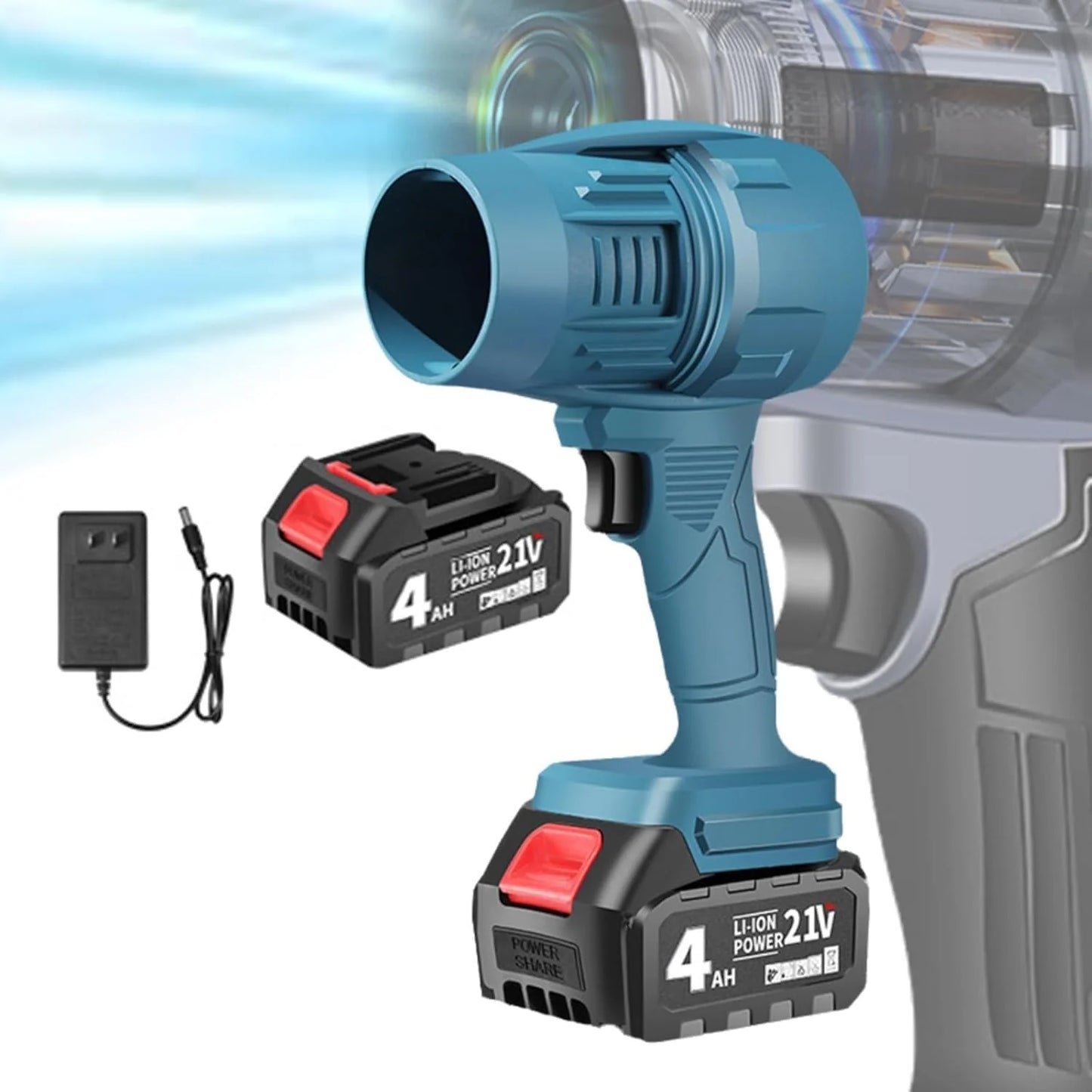 Air Blower - Lightweight Portable TurboDry Cordless Car Dryer,Rechargeable Battery, Safety Switch for Fast Drying