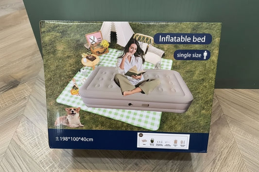 Single Air Bed, Inflatable Bed with Built-in Electric Pump,