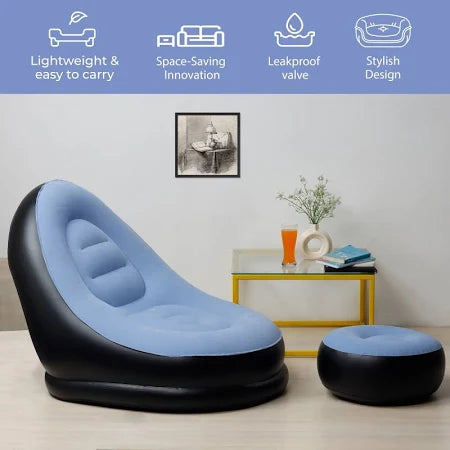 INFLATBLE AIR SOFA WITH FOOTREST + AIR PUMP