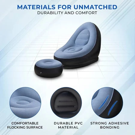 INFLATBLE AIR SOFA WITH FOOTREST + AIR PUMP